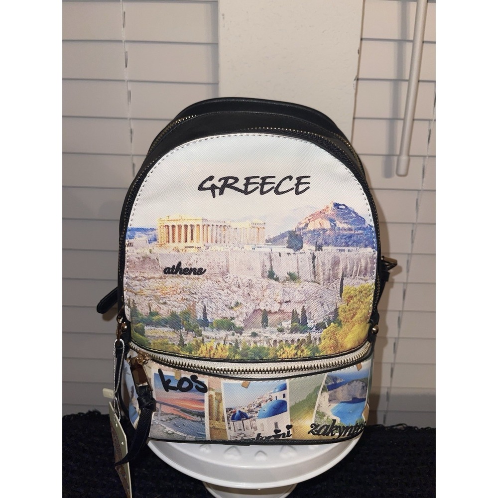GREECE Small Backpack Souvenir Pictures Of Landmarks Santorini KOS New With Tags